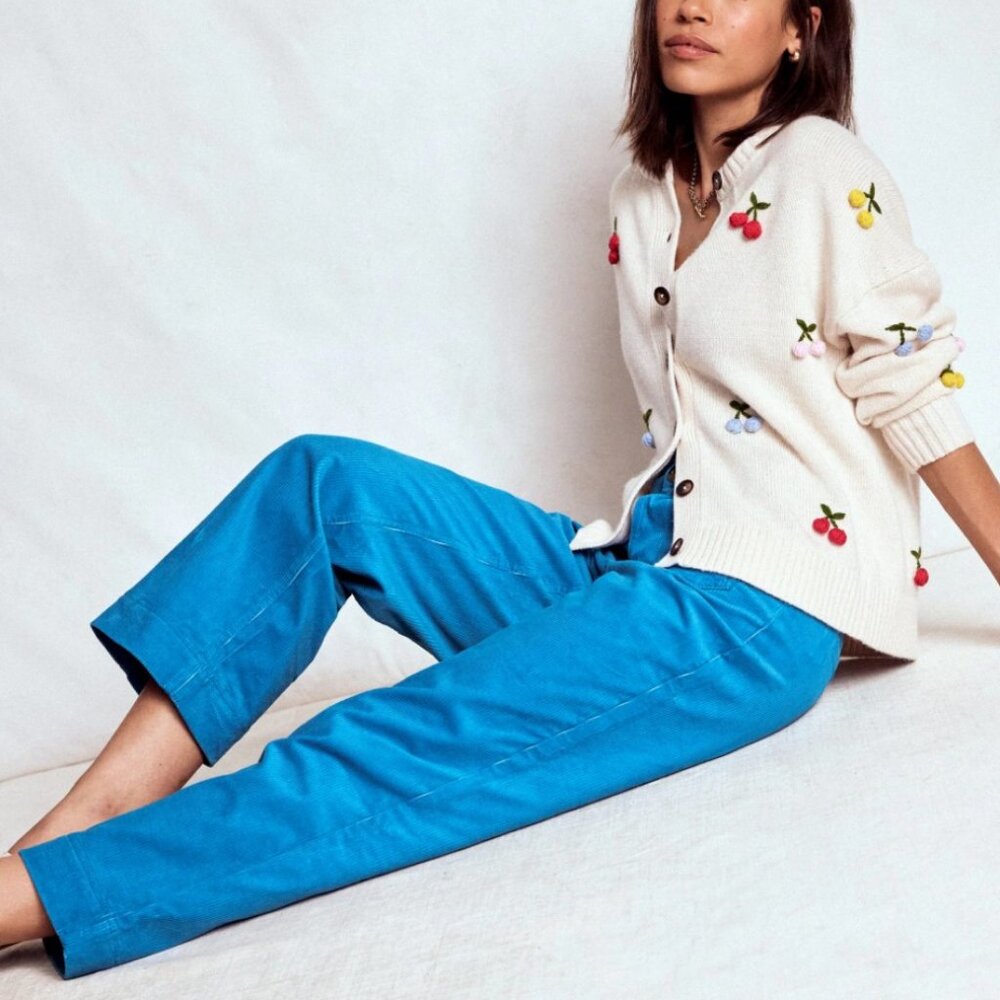 NWT Boden Primrose Cord Pants, Bright Blue, Size 4